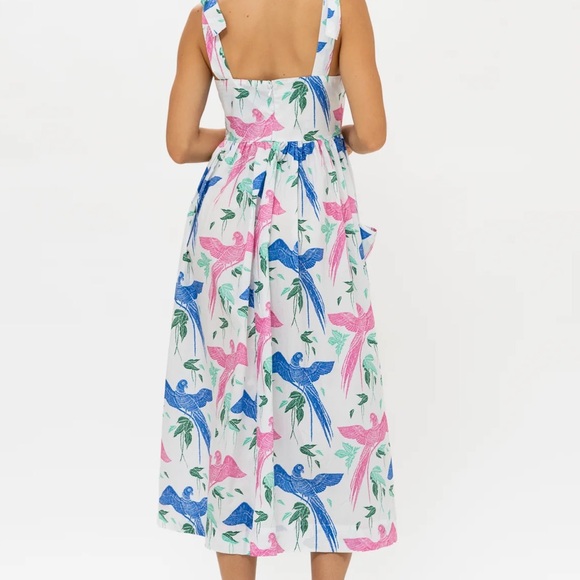 OLIPHANT Tie Strap Macaw Pocket Midi Dress size Small - Picture 3 of 12
